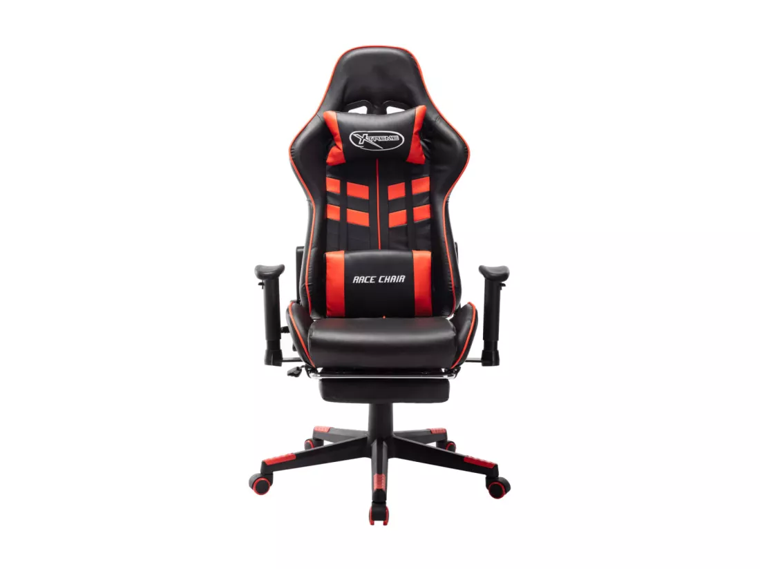 Chaise de jeu avec repose-pied Noir et rouge Cuir artificiel