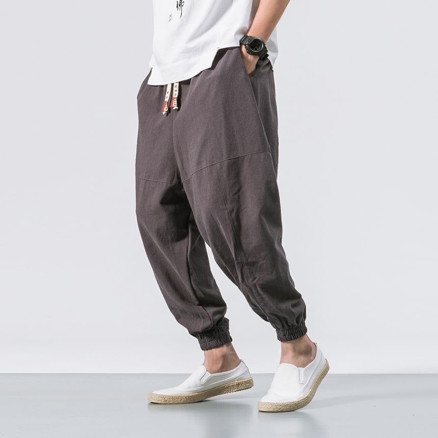 FORSETI - Effen cropped baggy broek met trekkoordtaille