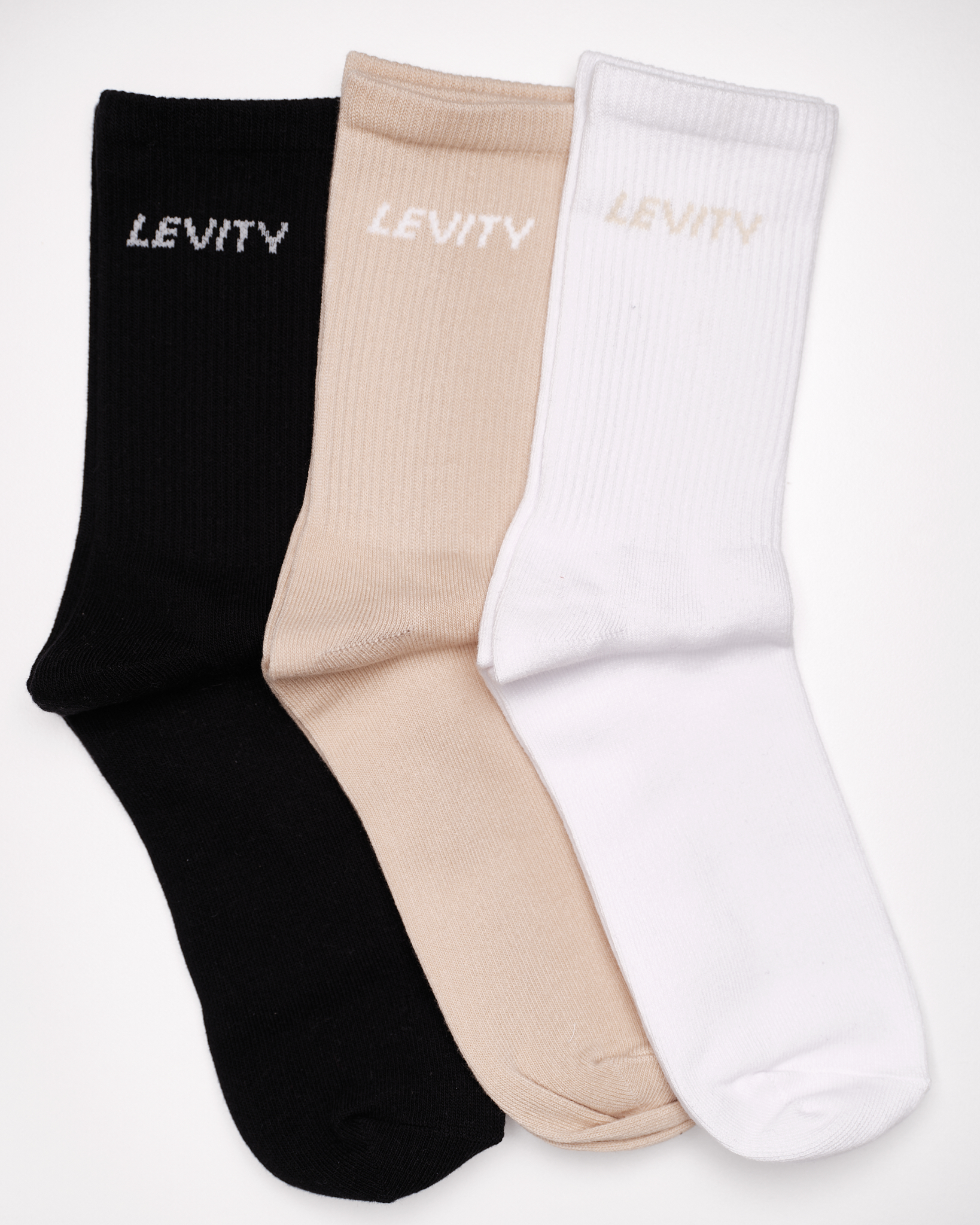 LEVITY 3-Pack Sport Sock Mix Black\White\Beige