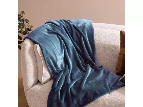 Plaid Flanelle Fourrure Bleu Egéen 180 x 230 cm