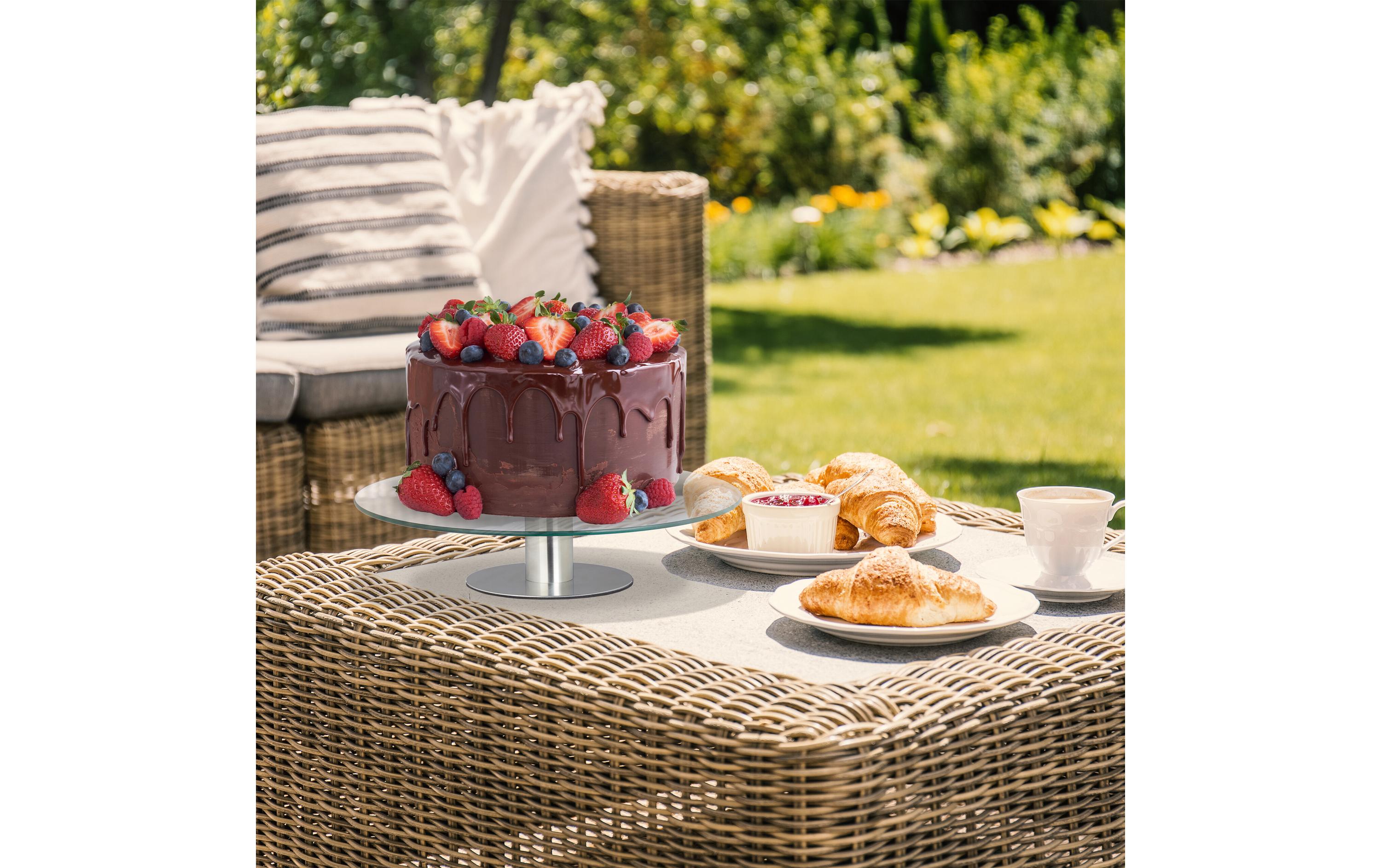 Tortenplatte Silber/TransparentDrehbarer Kuchenständer