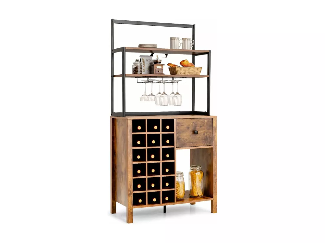 Casier à vin industriel pour 18 bouteilles, avec 4 étagères de rangement, 40 x 74 x 160 cm