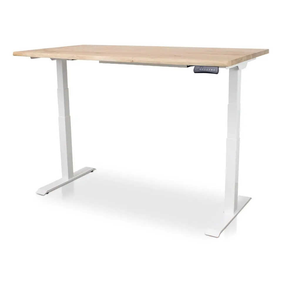 MRC Zit-sta bureau massief boomstam blad 140x80 wit frame NEN-EN 527