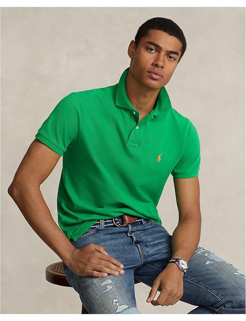 Slim Fit Green Polo Yellow Logo