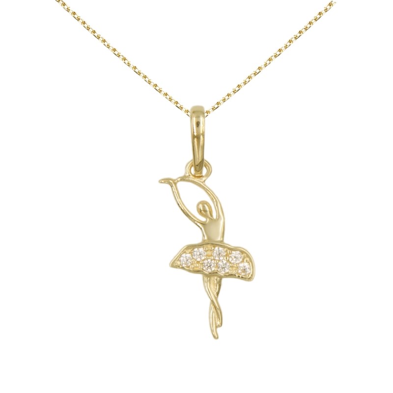 Collier - Pendentif Or et Zirconiums - Danseuse - Femme ou Enfant
