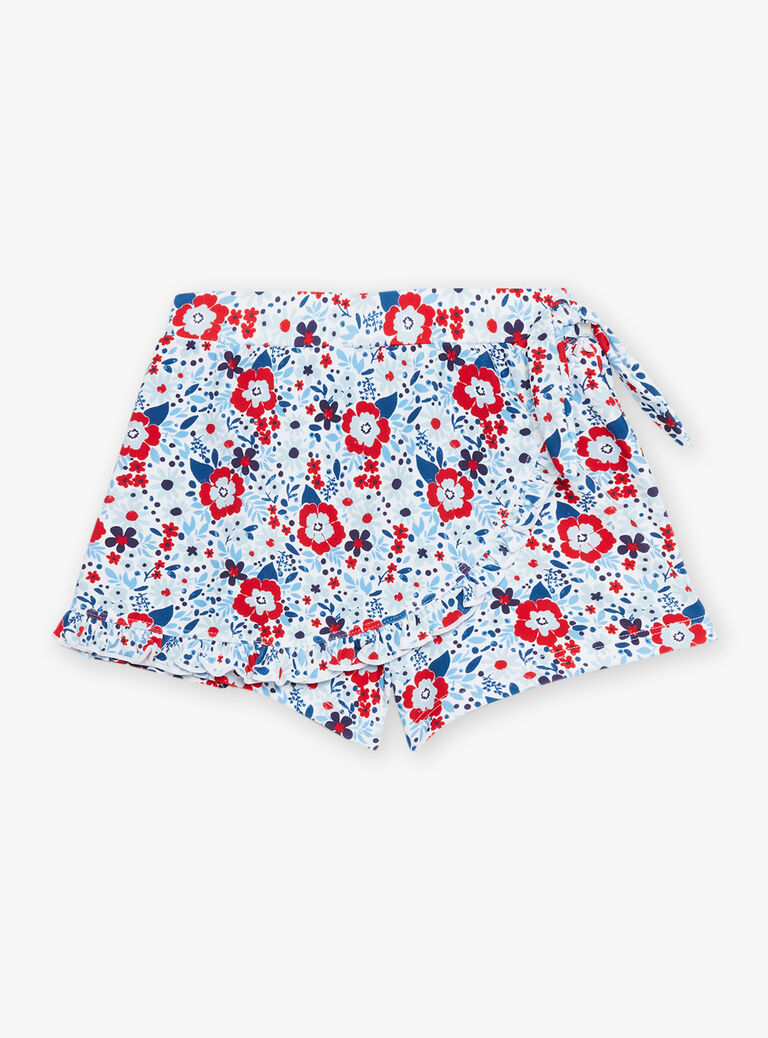 Short de bain écru à imprimé à fleuri