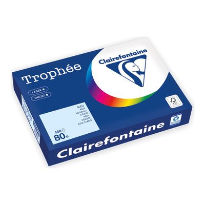 Clairefontaine Trophée - 107 micromètres - bleu - A4 (210 x 297 mm) - 80 g/m² - 500 feuille(s) zéro plastique - papier teinté