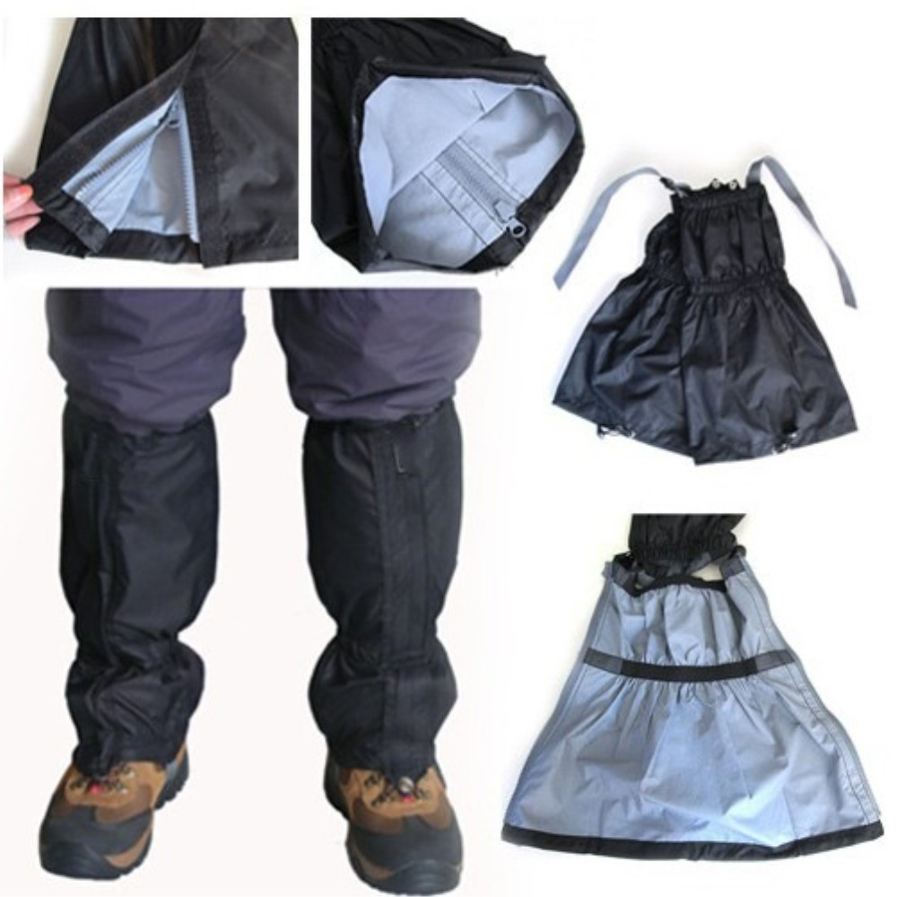 (1 Paar) 40cm Wasserdichte Wander Gamaschen Outdoor Hiking Stulpen - Schwarz