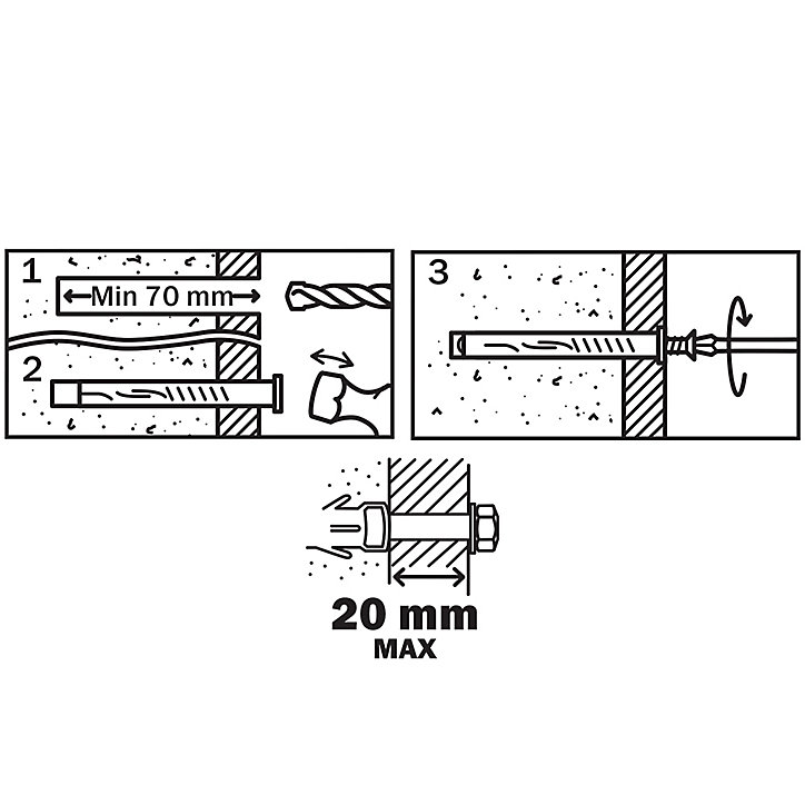 6 chevilles d'expansion Diall nylon pour cadres CSHX 10x80mm