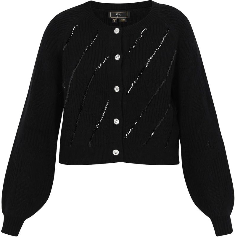 faina Gebreid vest  zwart