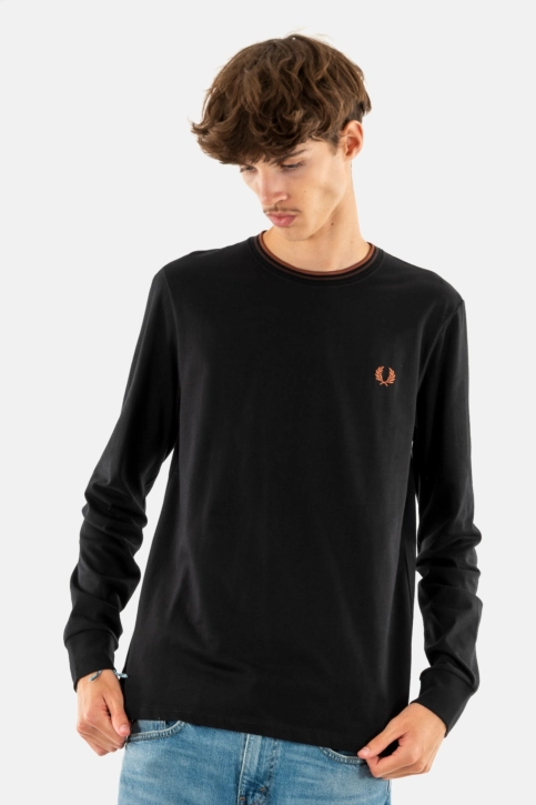 Tee shirt manches longues fred perry twin tipped w68 black / carrington road b