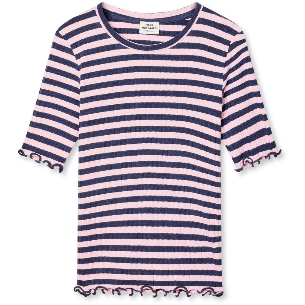 Køb Mads Nørgaard Parisian Night/Parfait Pink 5X5 Classic Stripe Tuviana Tee