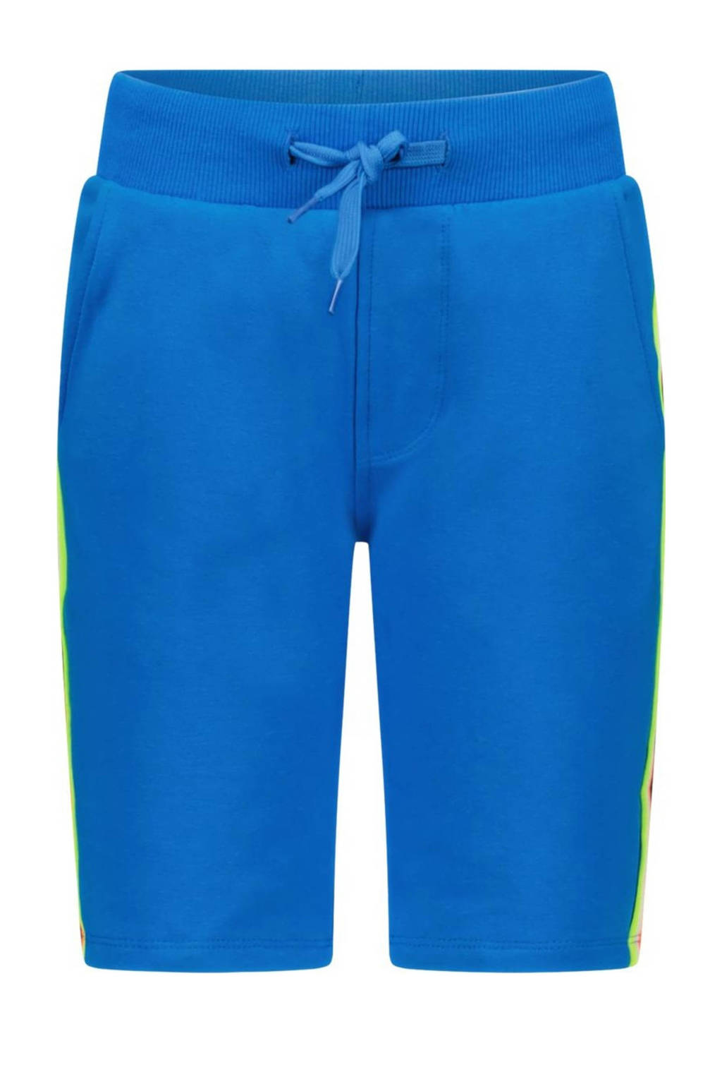 TYGO & vito slim fit sweatshort Bing met zijstreep hardblauw