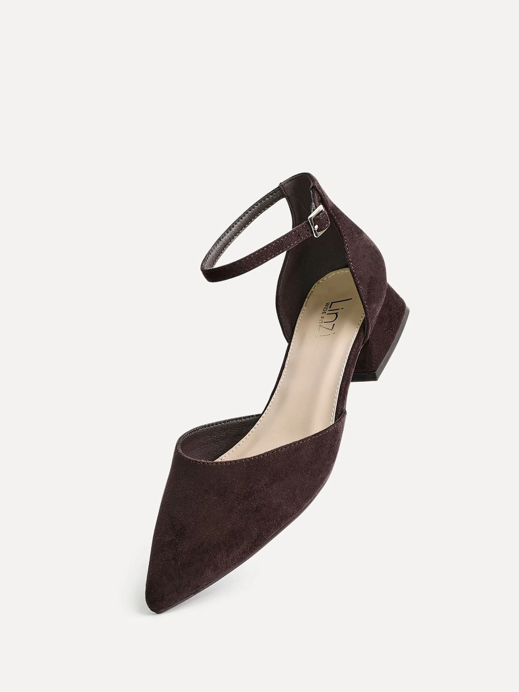 Bruin - Linzi Dolly pumps met lage blokhak en wijde pasvorm