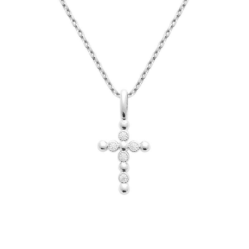 Collier croix oxydes de zirconium Argent 925 Rhodié
