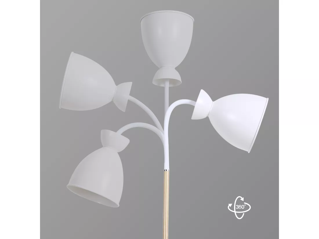 Anten Lampadaire Orientable Blanc | Culot E27 max. 60 W | 159 cm | Lampe sur Pied Rétro Métal pour Salon, Chambre, Bureau | Sans Ampoule