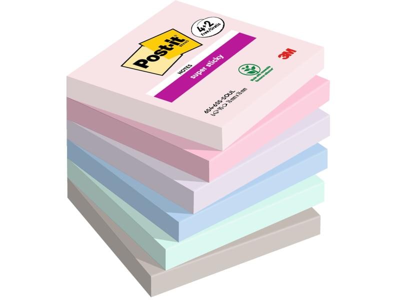 Post-it Notizzettel Super Sticky Promotion 7.6 x 7.6 cm, 6 6 Post-it Blöcke, 4   2 Gratis