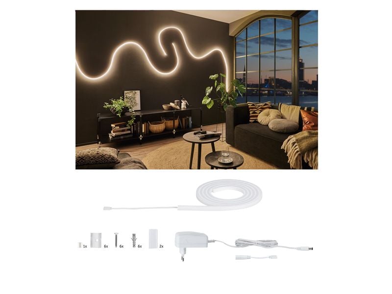 Paulmann LED-Stripe MaxLED Flow 2700 K, 1.5 m Basisset Licht-Streifen ohne sichtbare LED Punkte