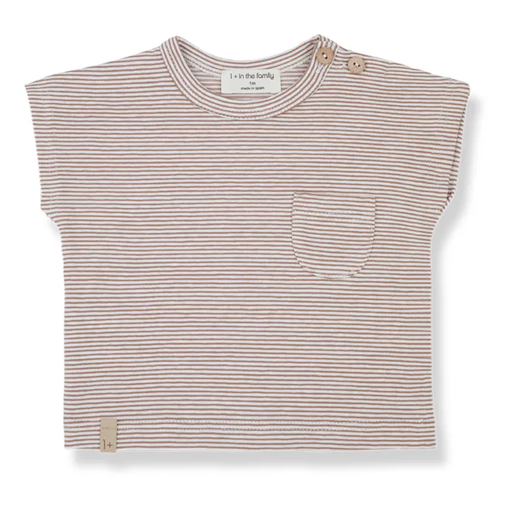 1+ in the family T-Shirt Manches Courtes Rayé Jad | Marron