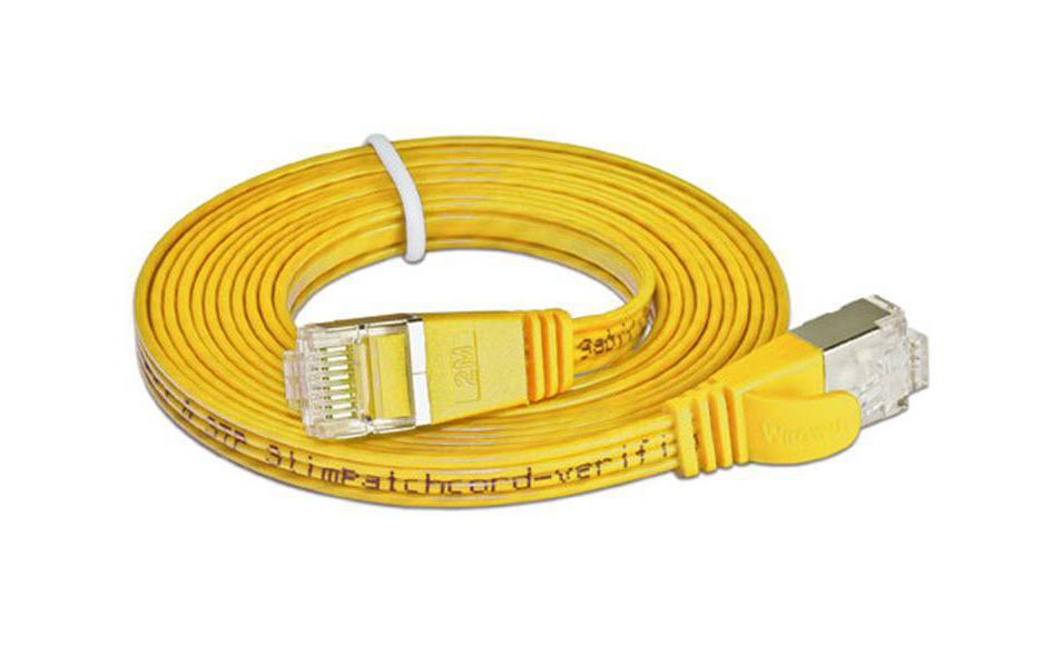 Slimpatchkabel RJ-45 - RJ-45, Cat 6, STP, 0.15 m, GelbGeschirmtes Twisted-Pair-Kabel (STP) mit Klinkenschutz
