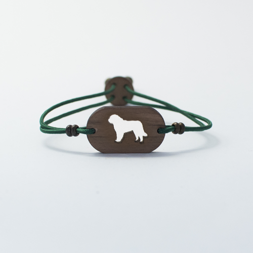 Pulseira de madeira verde personalizável para cães São Bernardo.