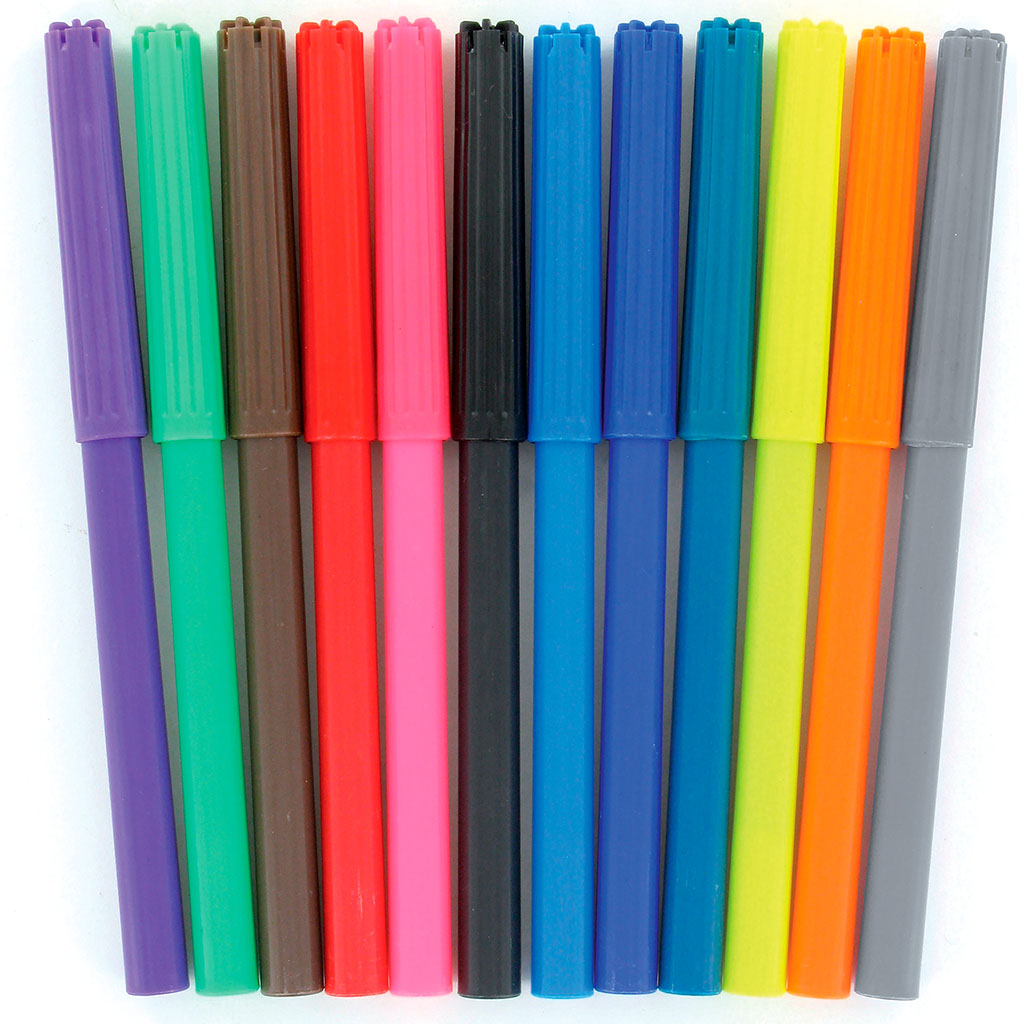 Lot de 12 crayons feutres multicolores