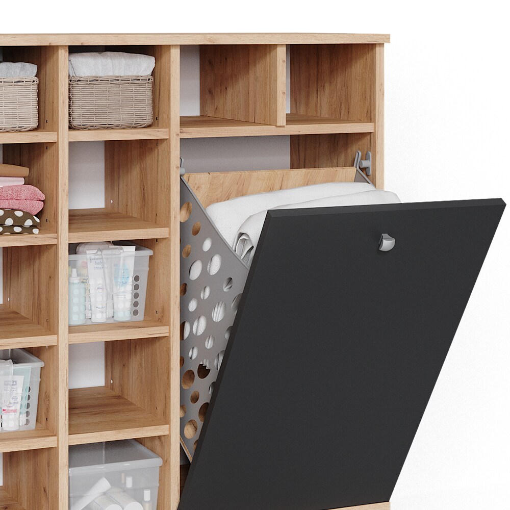 Vicco Wäscheschrank Fynn Badschrank mit Wäschekorb Badezimmerschrank Badmöbel