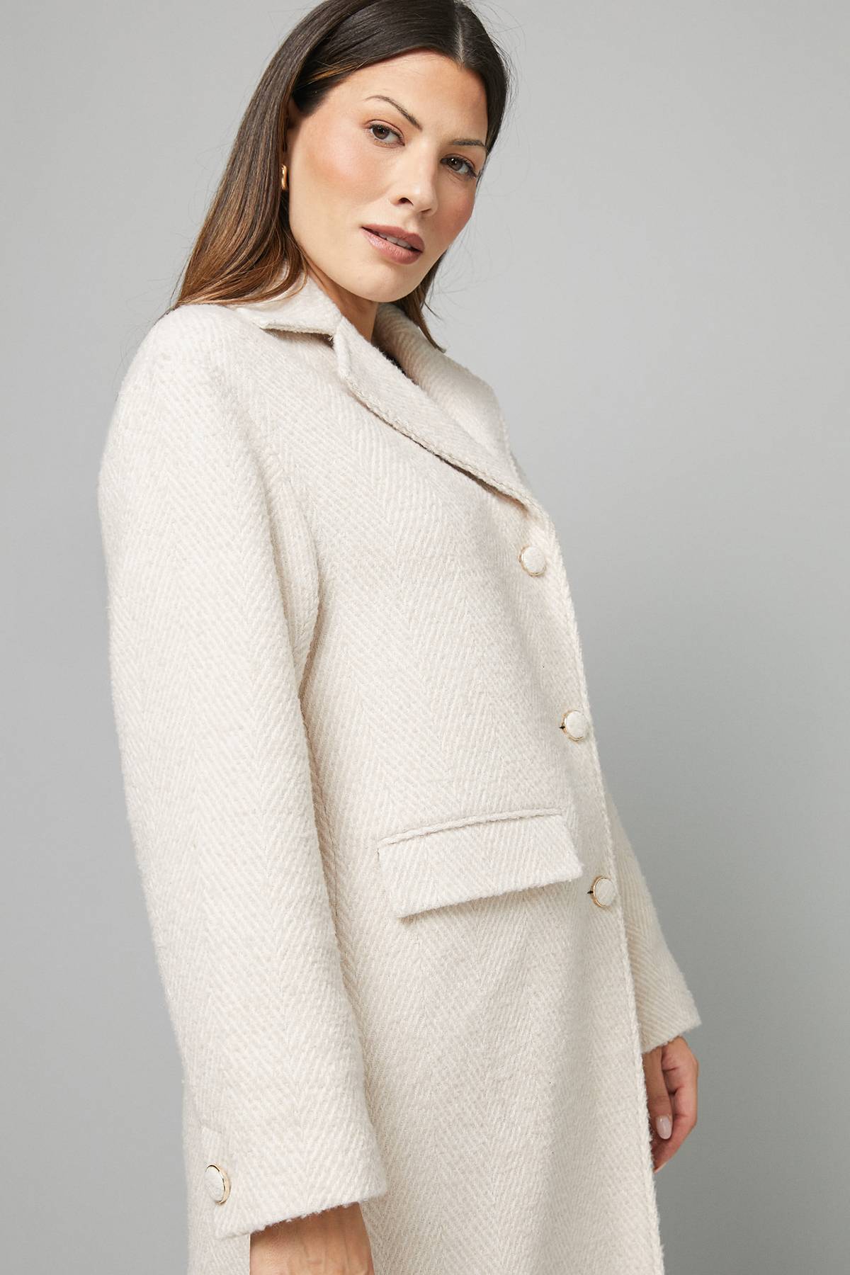 Wallis Manteau Midi Texturé à Simple Boutonnage