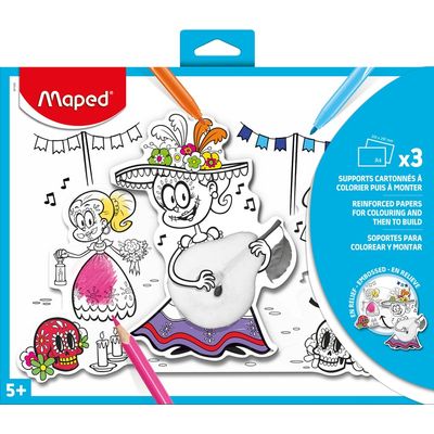 Maped - Support 3D à colorier et à monter x3 - disponible dans différentes couleurs