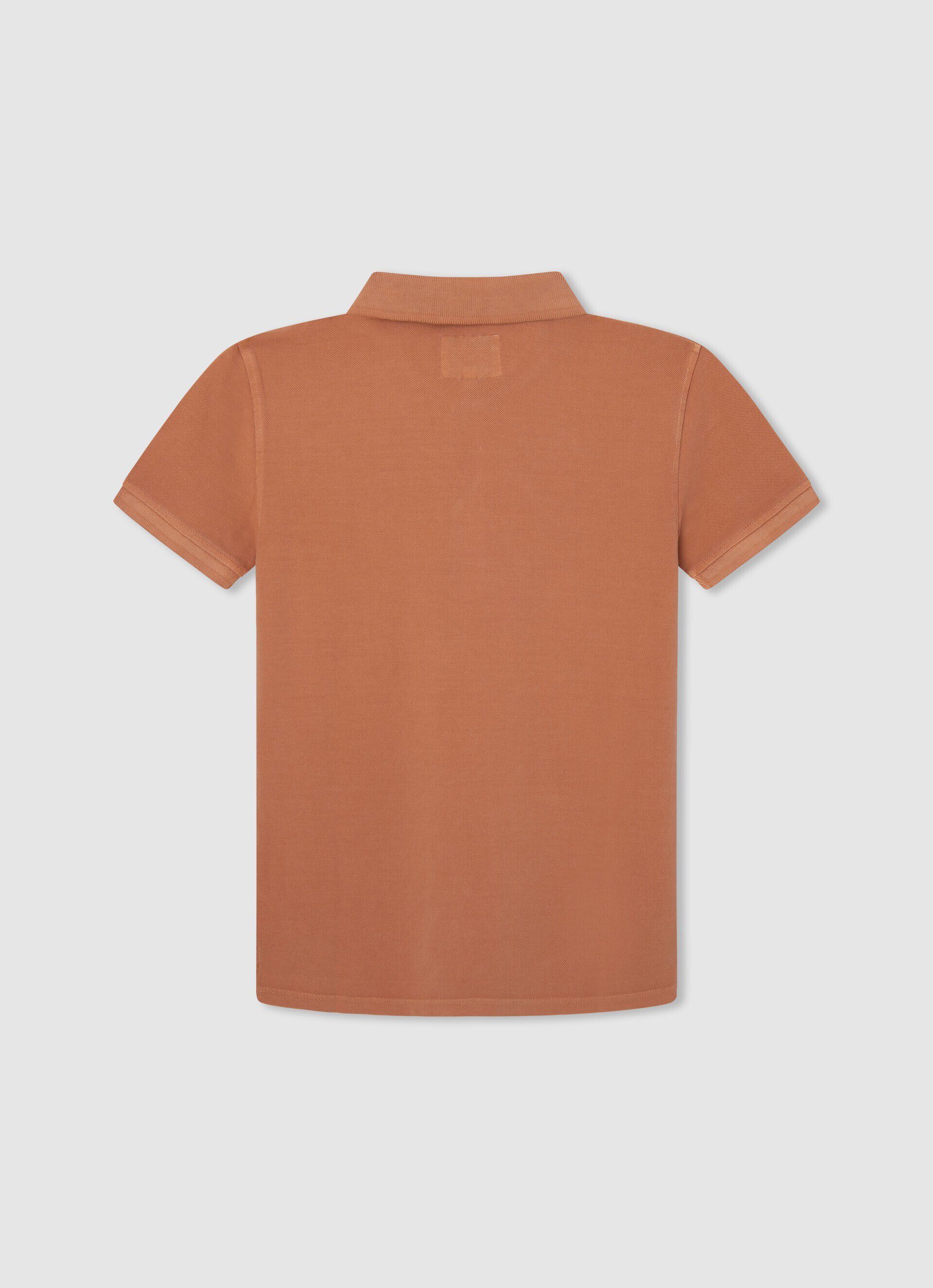 Camisa polo de algodão piqué com logotipo bordado - laranja abóbora