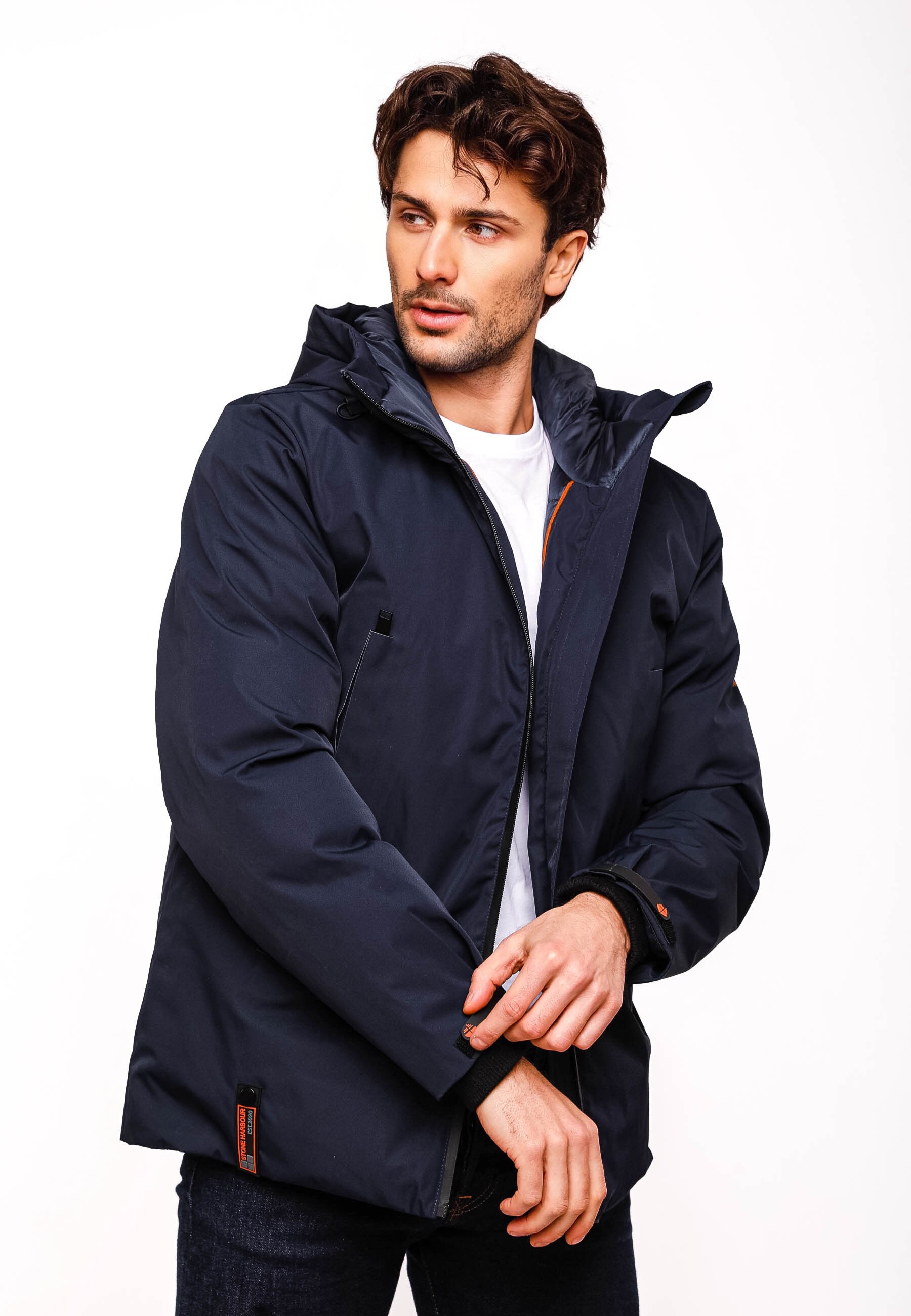 STONE HARBOUR Sportliche Herren Outdoorjacke Wasserdichte Winterjacke mit Kapuze Moagaa