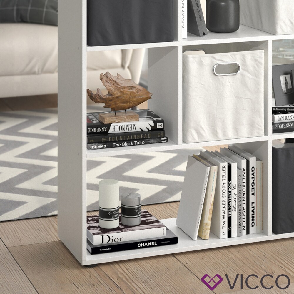 VICCO Raumteiler NOVE 7 Fächer Weiß - Bücherregal Würfelregal Standregal Regal