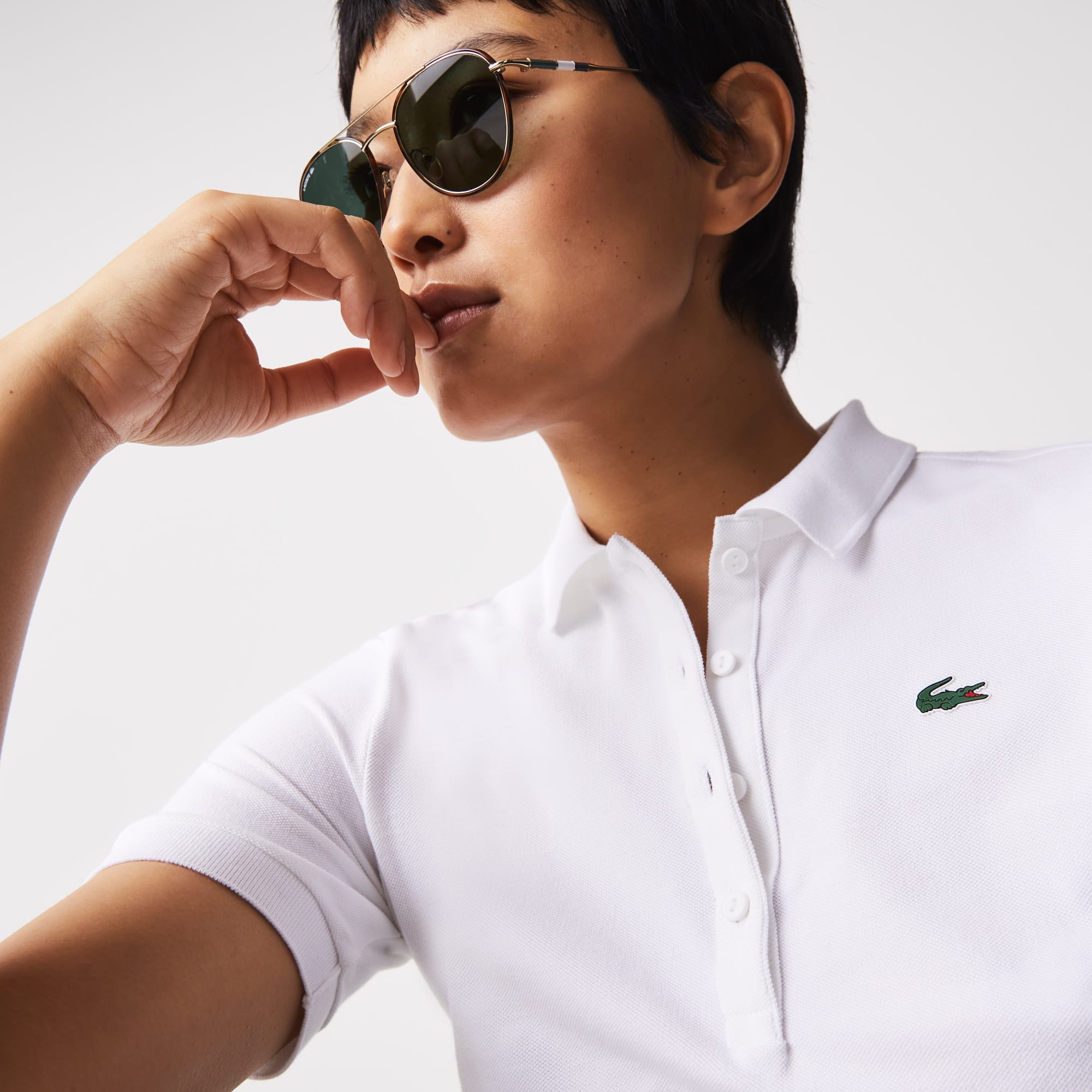 Polo femme slim fit Golf Lacoste SPORT ultra-dry en coton biologique Manches Courtes - Blanc - Lacoste - Femme