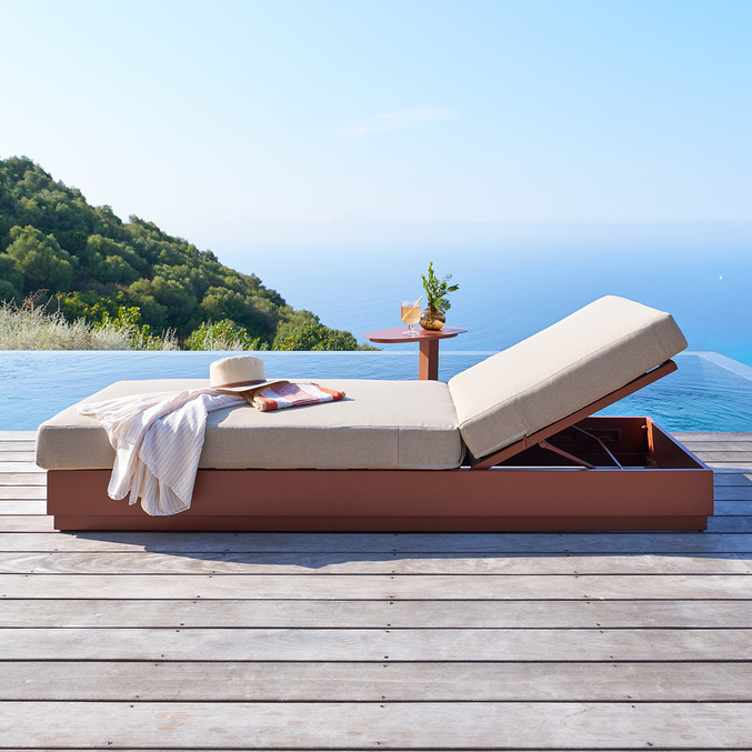 Ensemble lit piscine ALLURE + table d’appoint VENUZIA Acajou