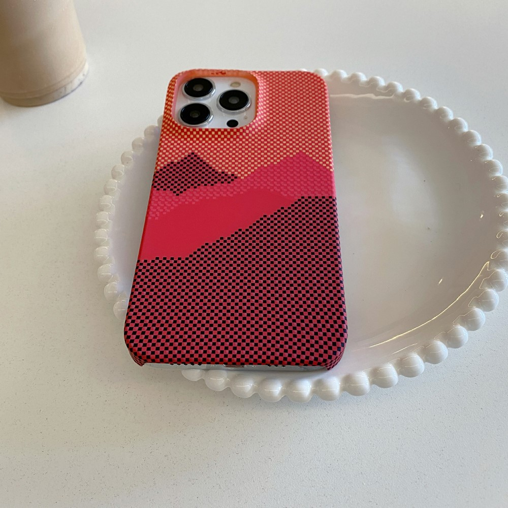 iPhone 13 Pro Hardcase Hülle im Carbon Look - Orange Mountain