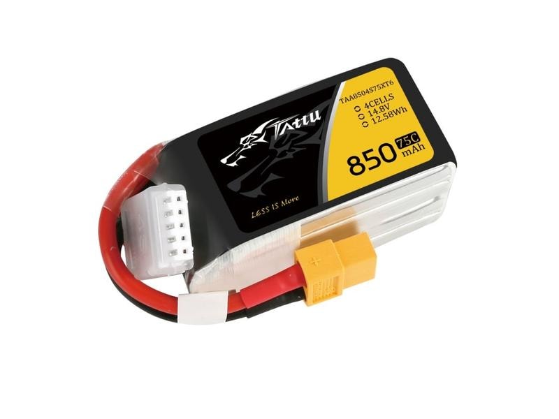 Tattu RC-Akku LiPo 850 mAh 14.8 V 75C 4S LiPo Akku für Multikopter mit XT60 Stecker