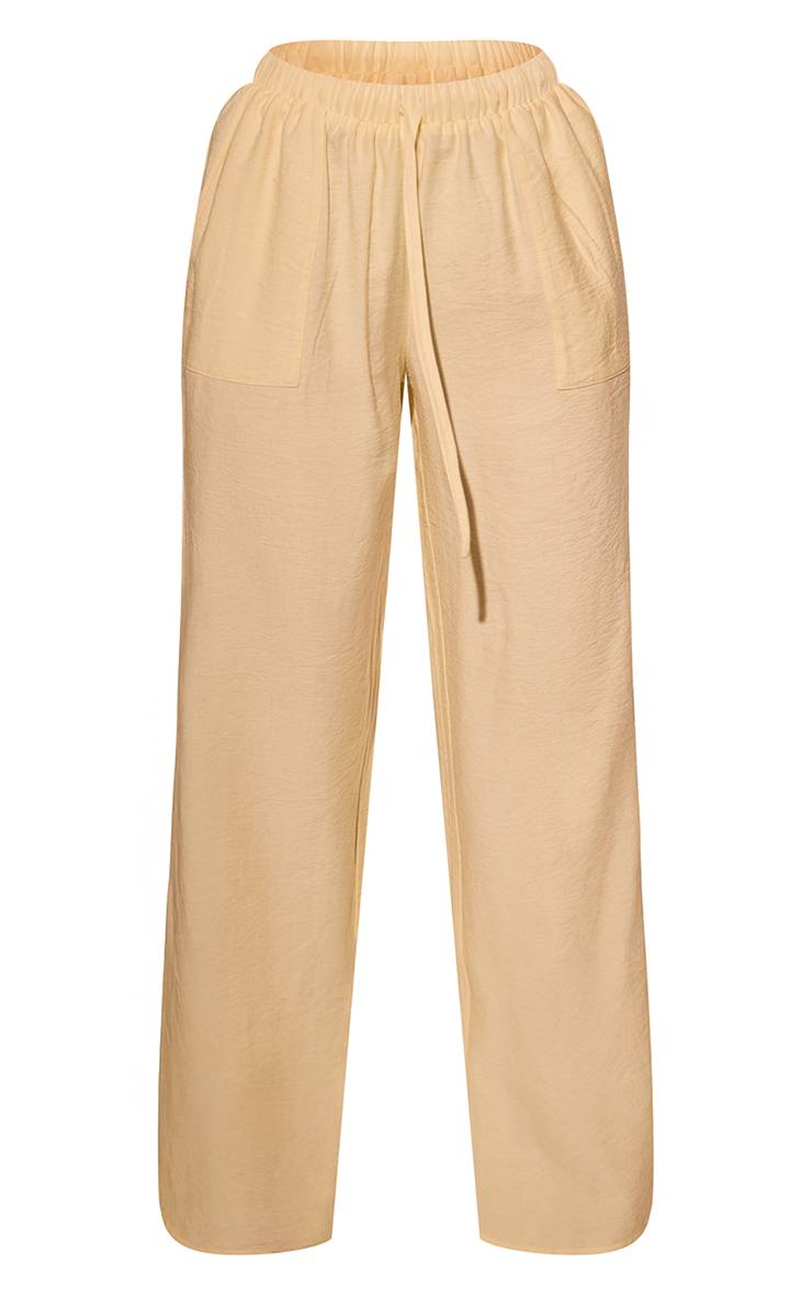Citron Pantalon De Plage À Cordon Effet Lin