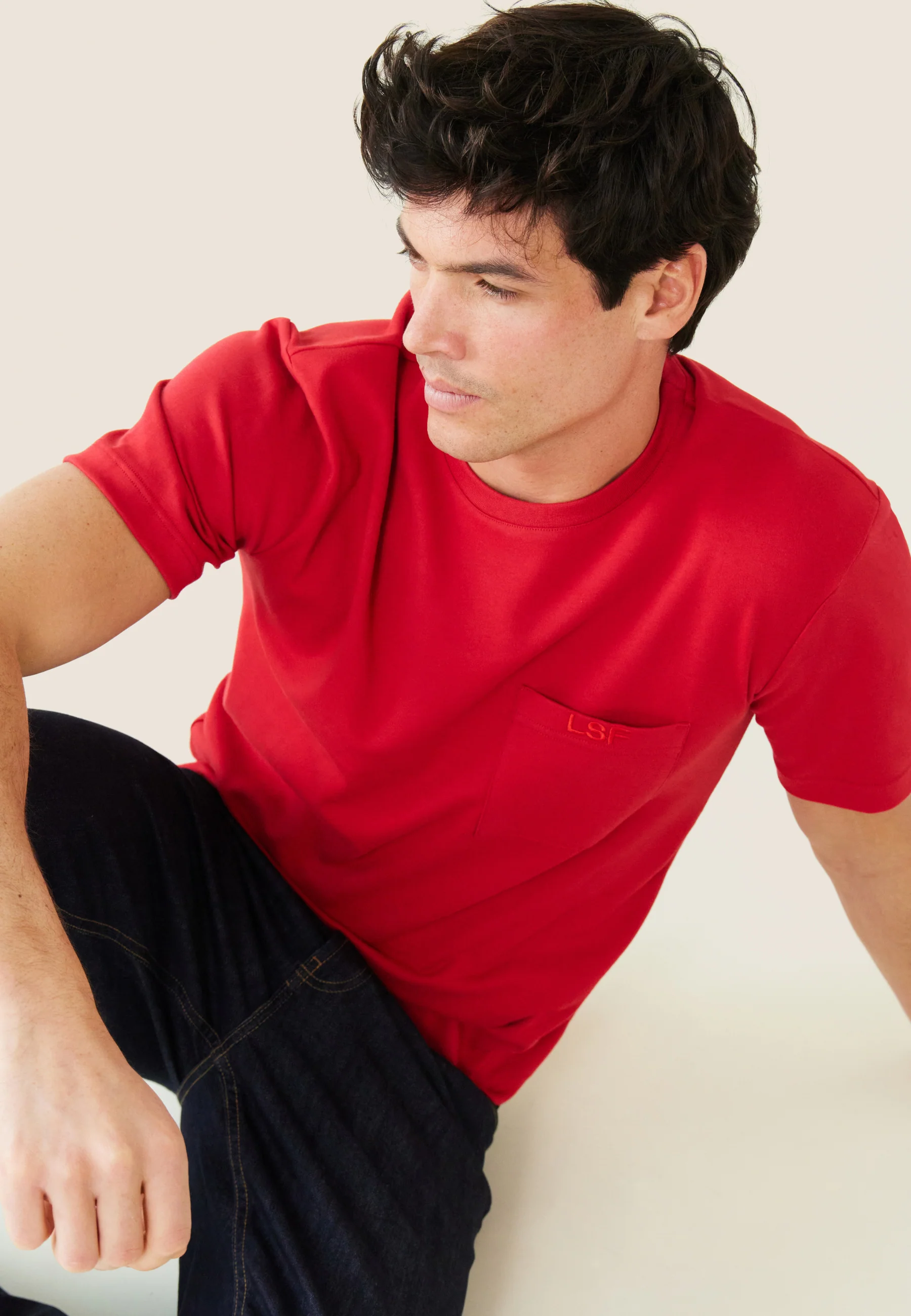T-shirt Homme en coton-Sasha Rouge Cerise