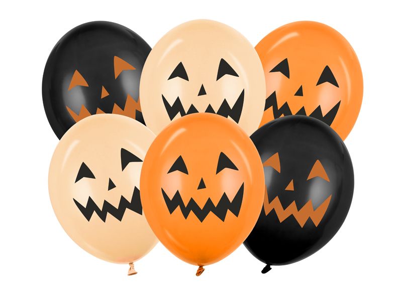 Partydeco Ballons Kürbis, 30 cm, 6 Stück Ballone für die Halloween-Dekoration