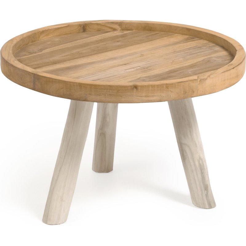 Table basse Glenda en bois massif de teck Ø 55 cm