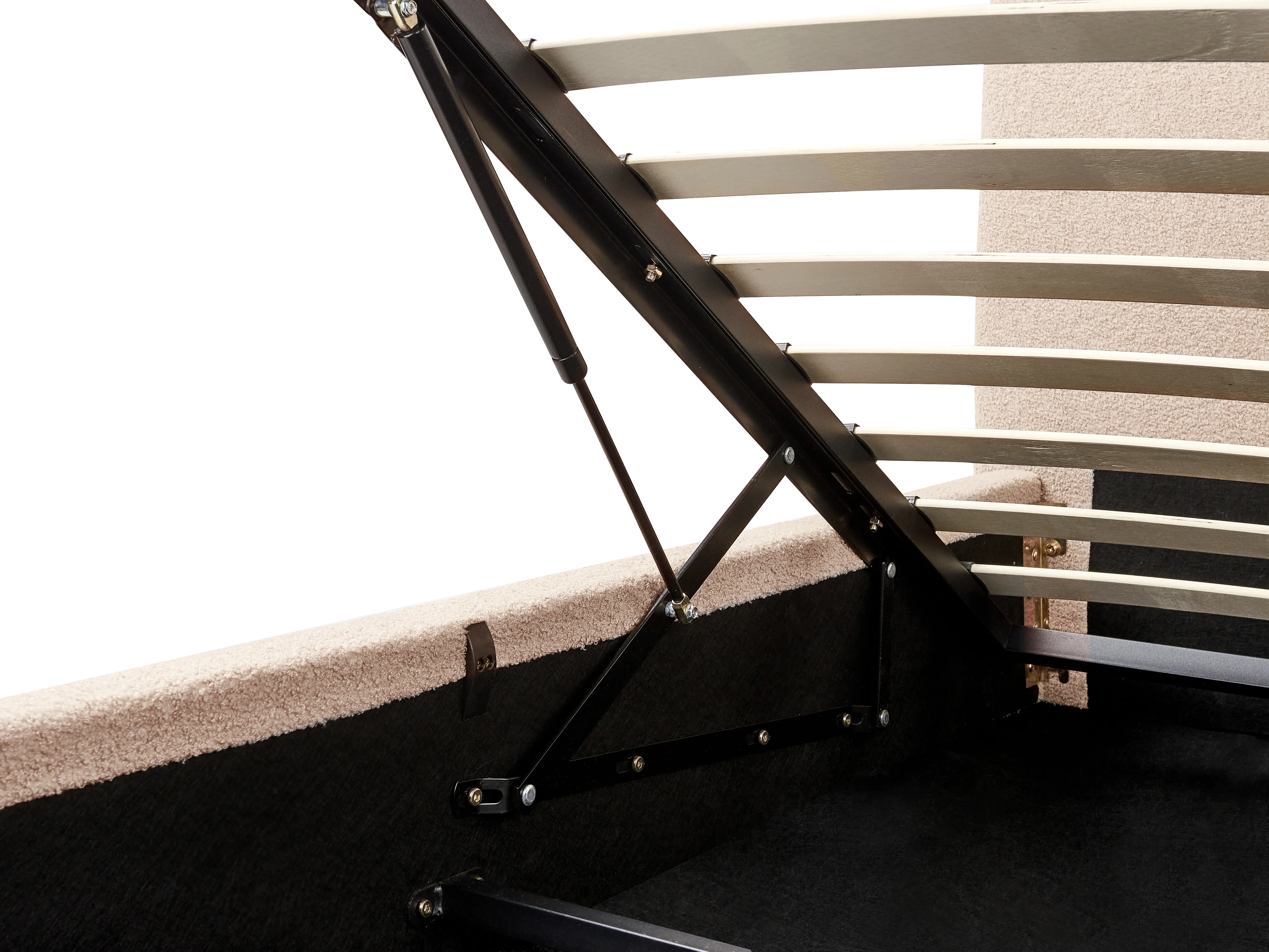 Bed met opbergruimte Bouclé BLAGNAC 180 x 200 cm Lichtbeige