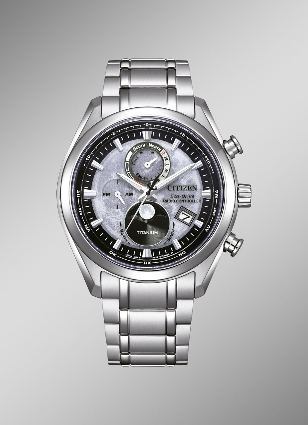 Funk-Solar-Herrenuhr mit Super-Titanium-Bandgehäuse