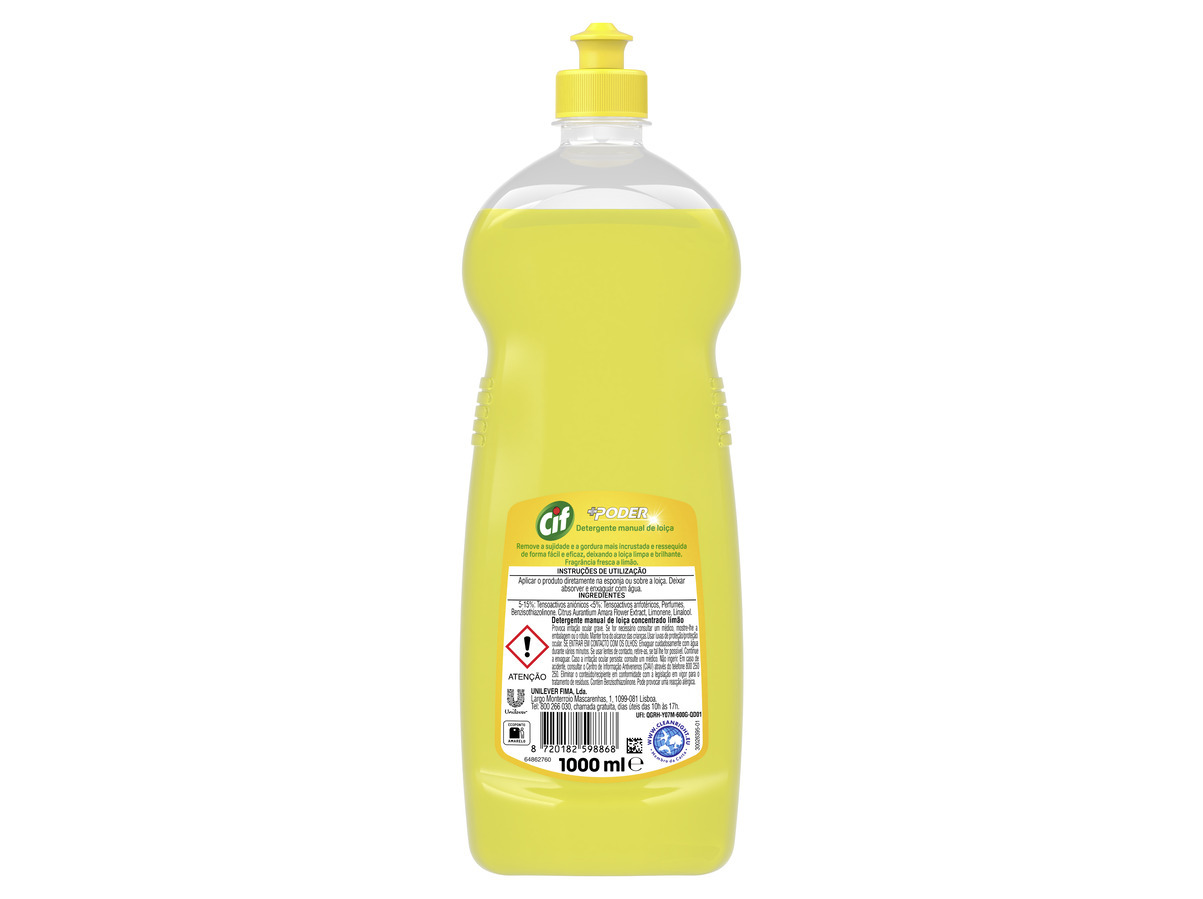 DETERGENTE CIF LOIÇA MANUAL CONCENTRADO LIMÃO 1L