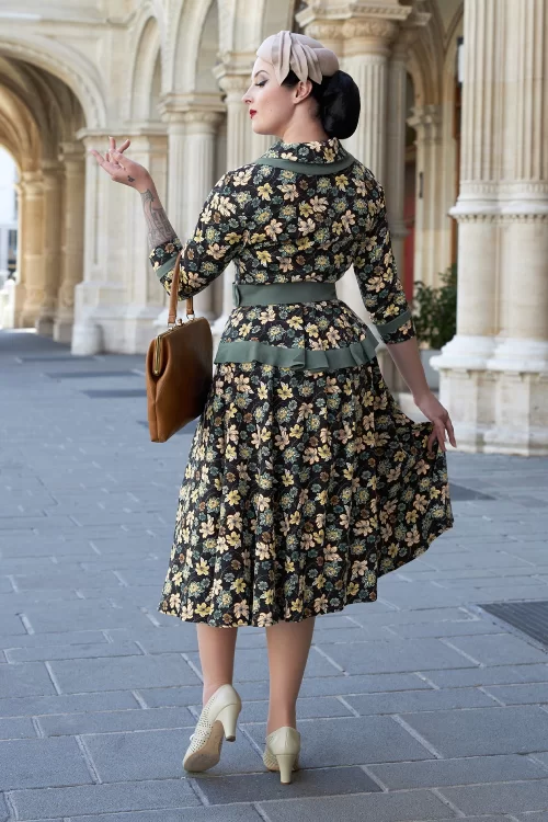 Miss Candyfloss Ashira Lou Floral jurk in zwart