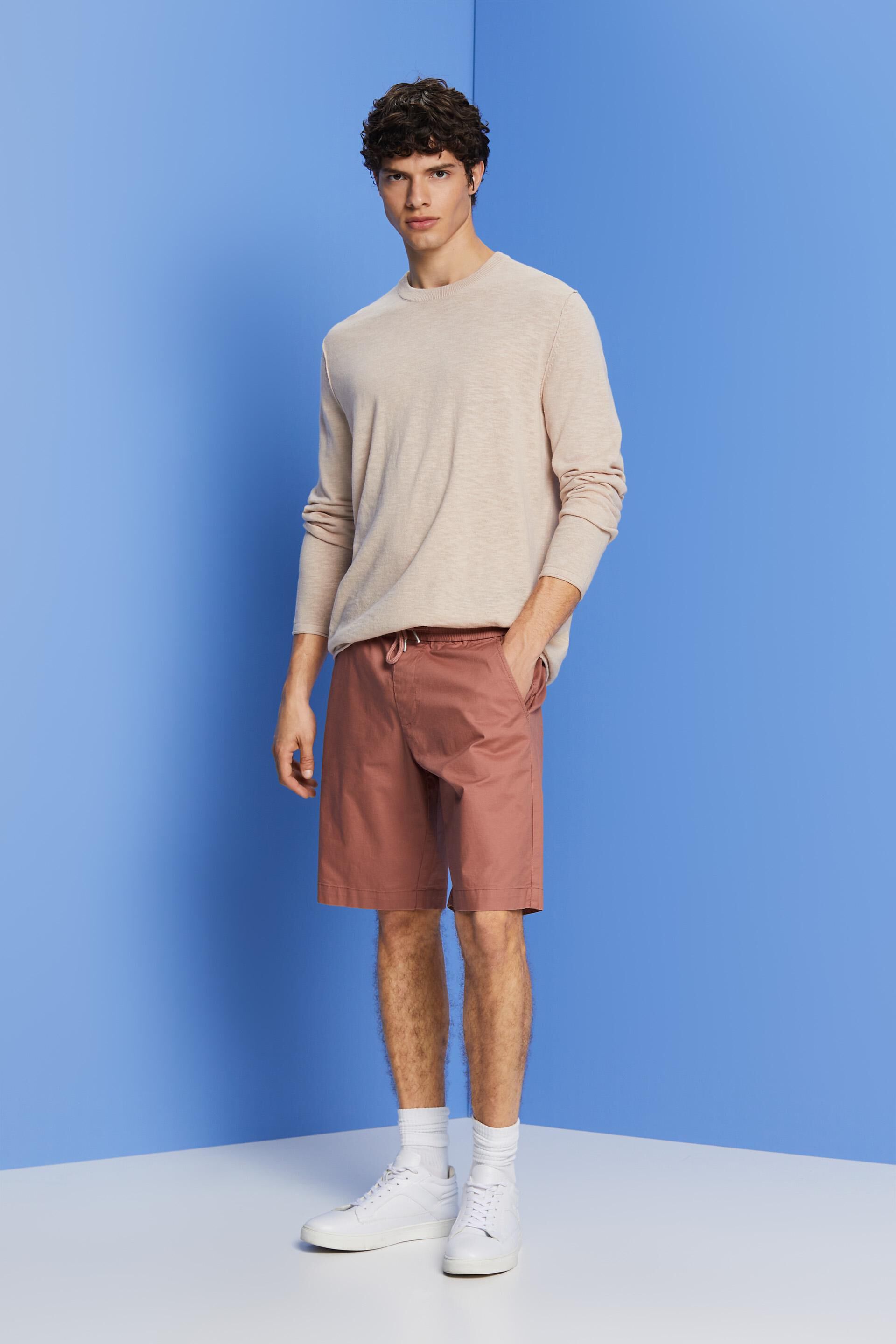 Pull à encolure ronde, mélange de coton et de lin