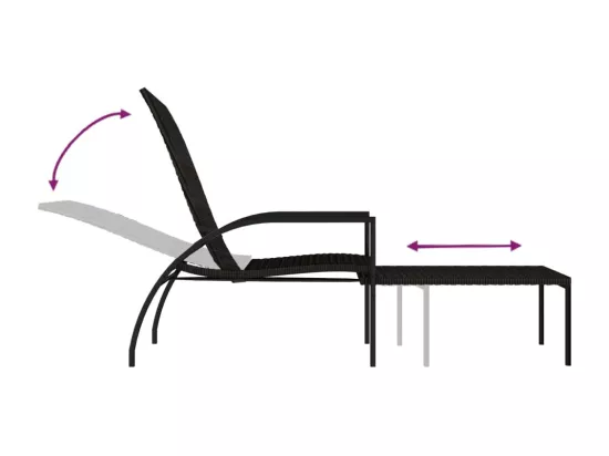 Chaise longue avec repose-pied Résine tressée Marron