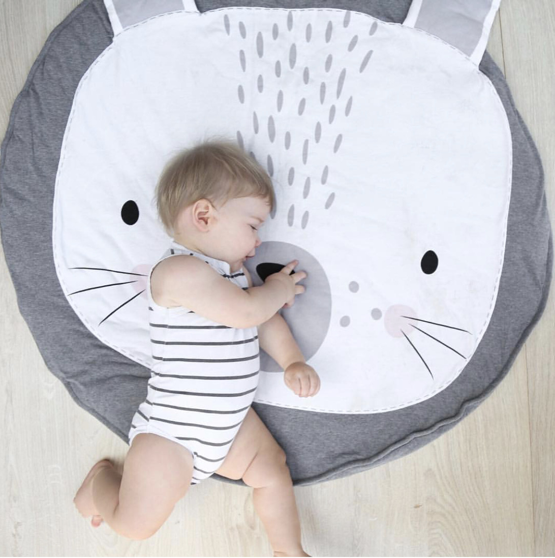 (Ø80cm) Baby Stoff Boden Kissen Runde Spielmatte Weiche Krabbel Decke Spiel Teppich - Maus