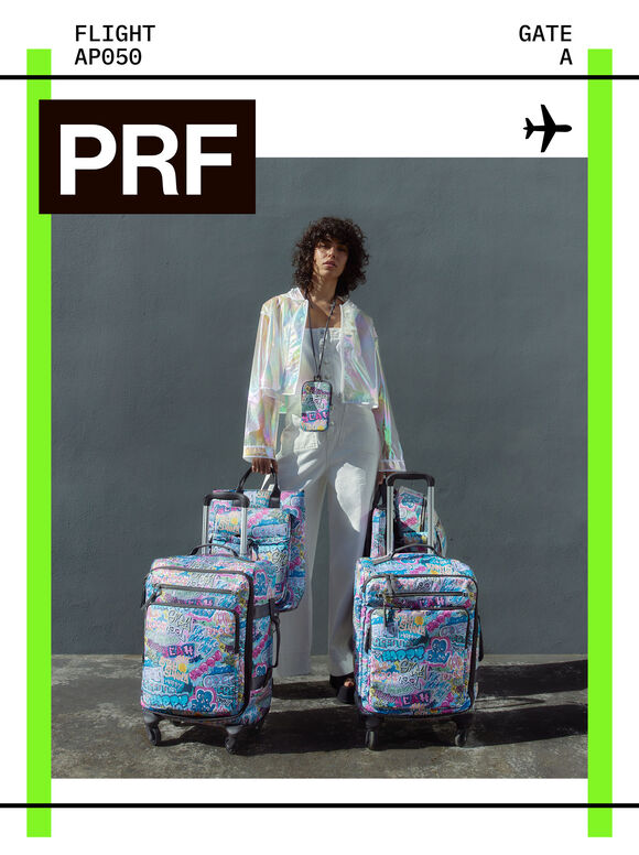 Mala de viagem de nylon estampada - Azul