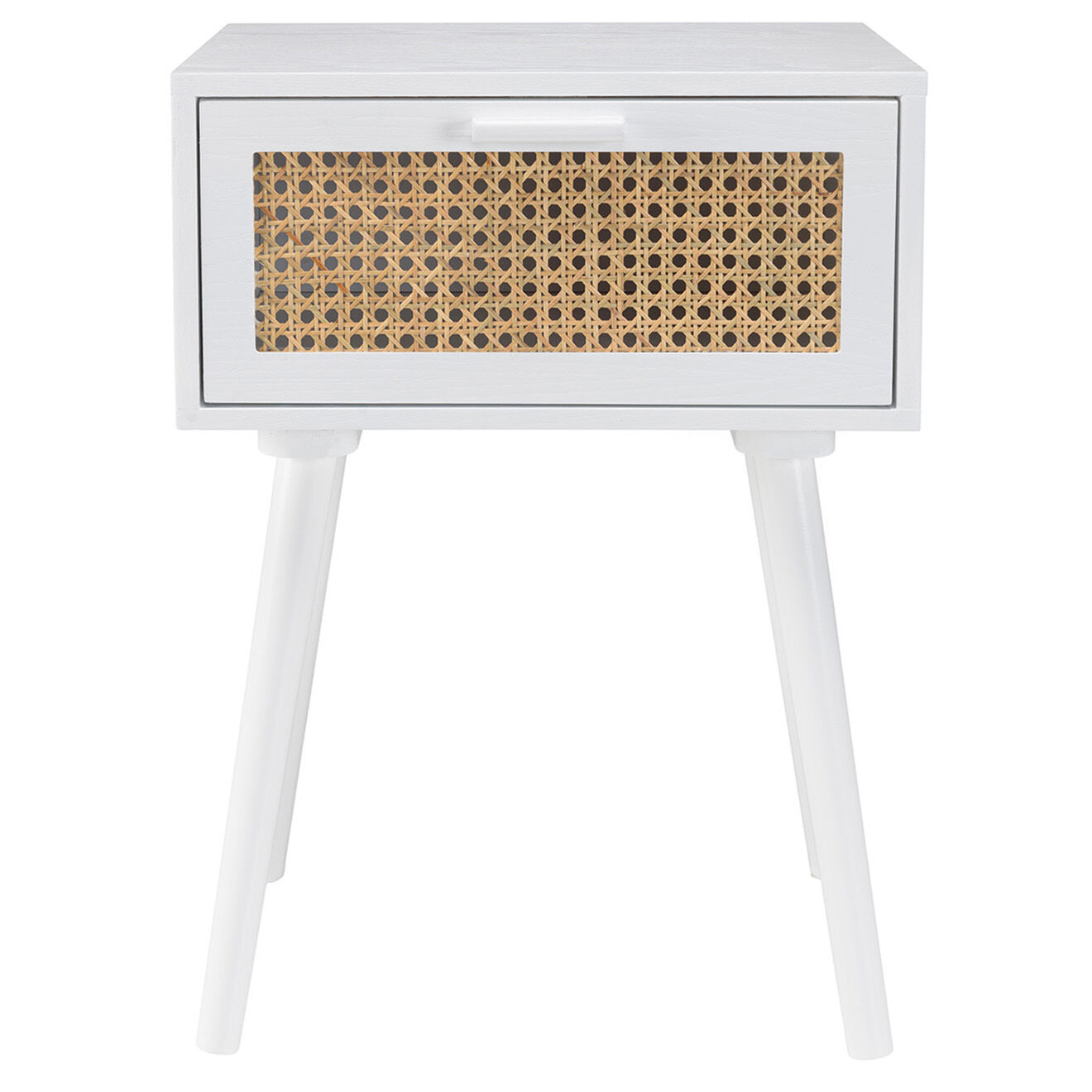 Macabane Chevet cannage rotin Sandro blanc - 40x30x55 cm