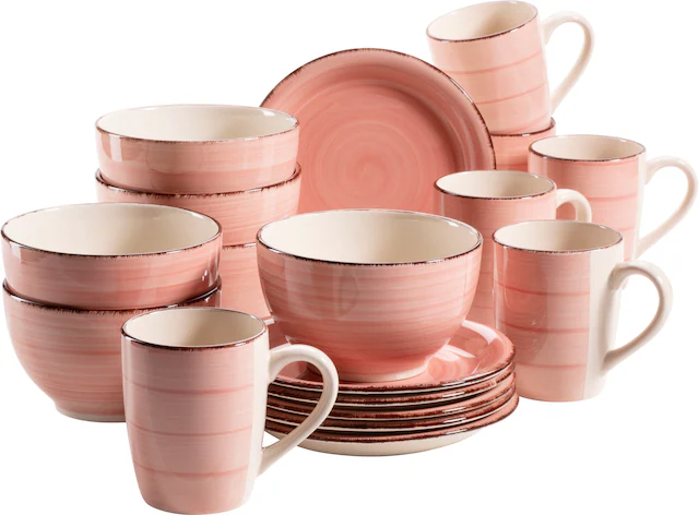 my home Kaffeeservice »Geschirr-Set, Service Bel Tempo« mit Spiraldekor, 18 Teile, für 6 Personen